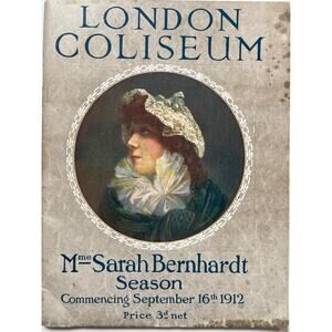 RARE 1912 London Coliseum Program Sarah Bernhardt French Actress Hamlet, Theater
